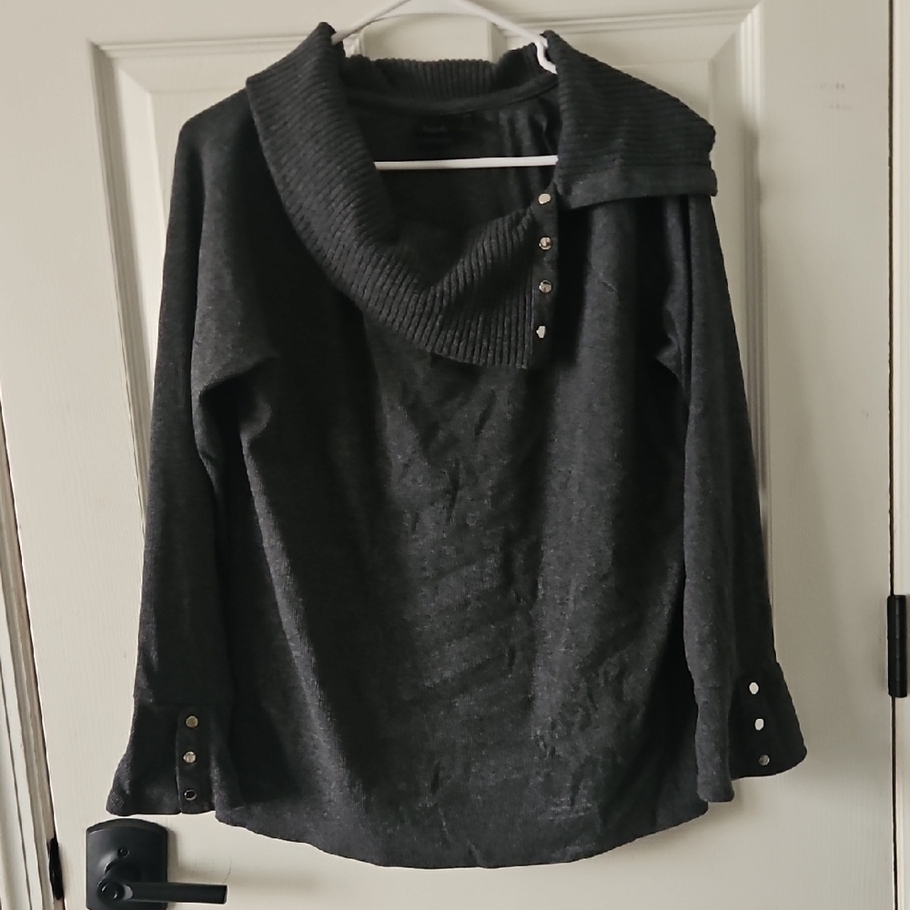 Rafaella Dark Gray Cowl Neck Sweater